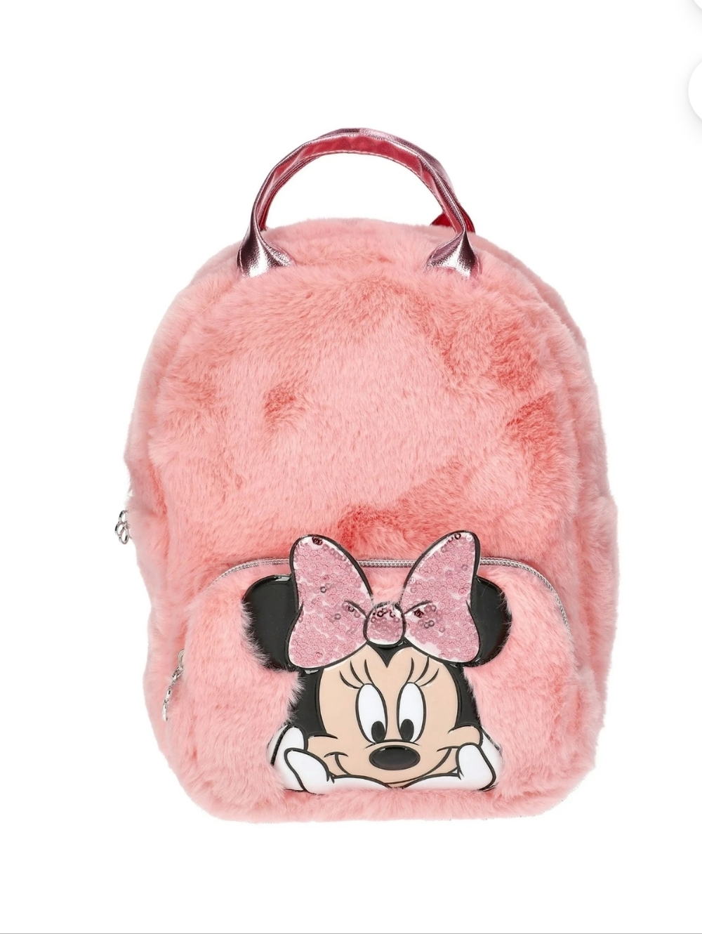 Minnie Mouse Girls Faux Fur Mini Backpack, Pink